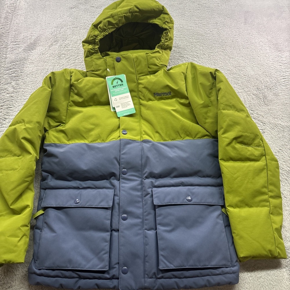 Marmot Fordham II 700 Down Jacket Kids Size XL Storm/Cilantro New MSRP $185
